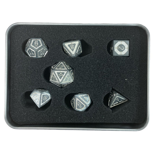 Solid Metal Dice: MIllstone and Transparent Silver