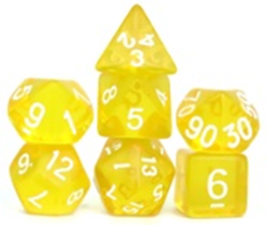 Transparent Yellow with white numbers: Fantastic Game DND Dice Set