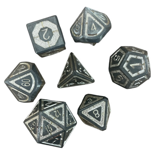 Solid Metal Dice: MIllstone and Transparent Silver