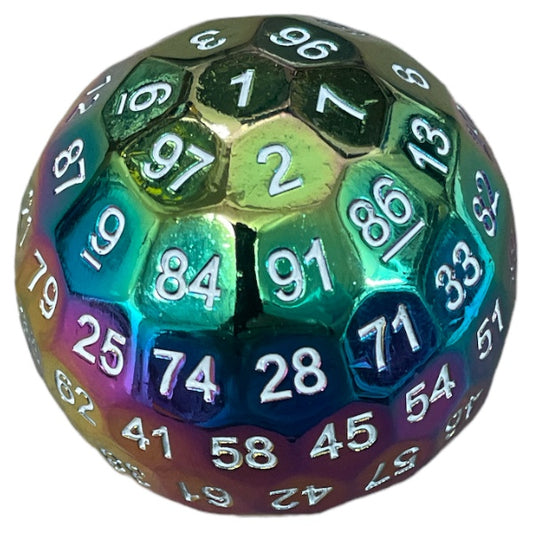 Solid Metal D100: Rainbow with White Numbers