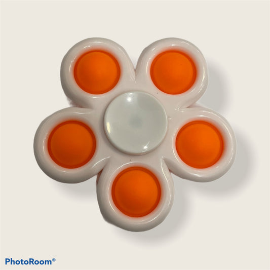 Push Pop Fidget Spinner — 5 sided, Orange on white