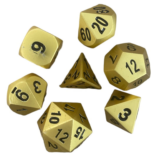 Solid Metal Dice: Pearl Gold with Black Numbers