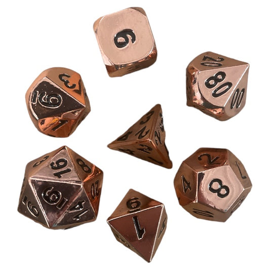 Solid Metal Dice: Red Copper with Black Numbers