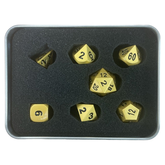 Solid Metal Dice: Pearl Gold with Black Numbers