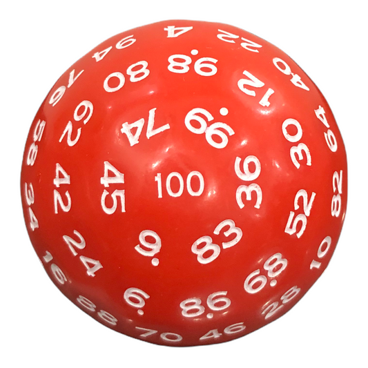 Red D100 Opaque Polyhedral Die w/White Numbers