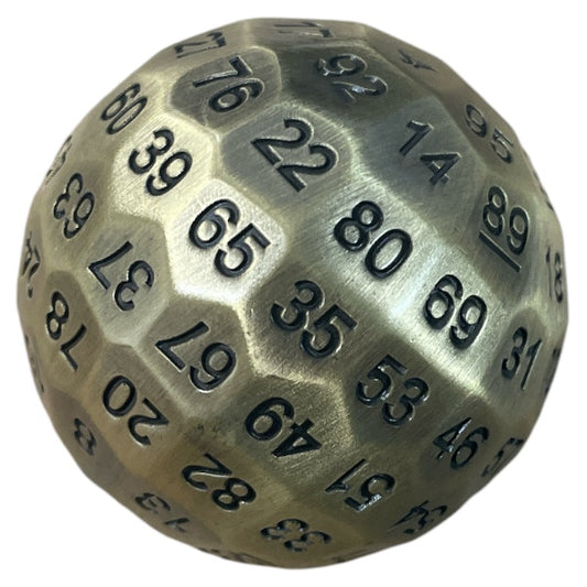 Solid Metal D100: Tarnished Gold with Black Numbers