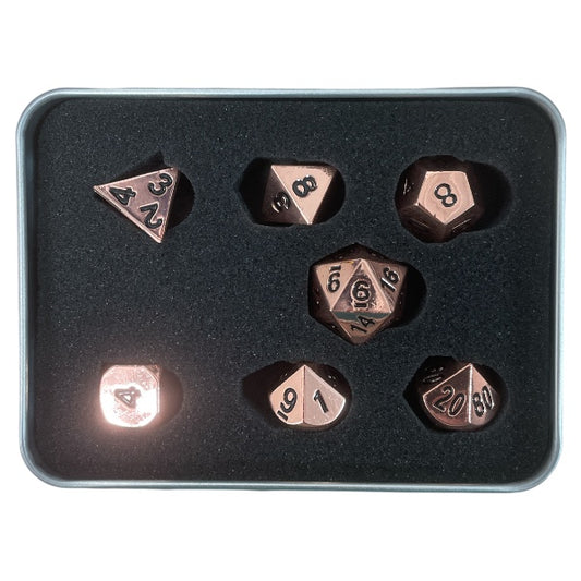 Solid Metal Dice: Red Copper with Black Numbers